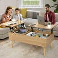 RichYa Raised Small Coffee Table with 2Way Lift Top and Storage