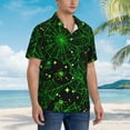 thumbnail image 5 of Disketp Hawaiian Shirts For Men,Green Bright Web With Spiders Print Mens Casual Short Sleeve Button Down Shirts Beach Shirt, 5 of 8