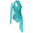 thumbnail image 4 of DPOIS Women's Sequins One Shoulder Figure Ice Skating Leotard Lyrical Dance Costume Mint Green XXL, 4 of 7