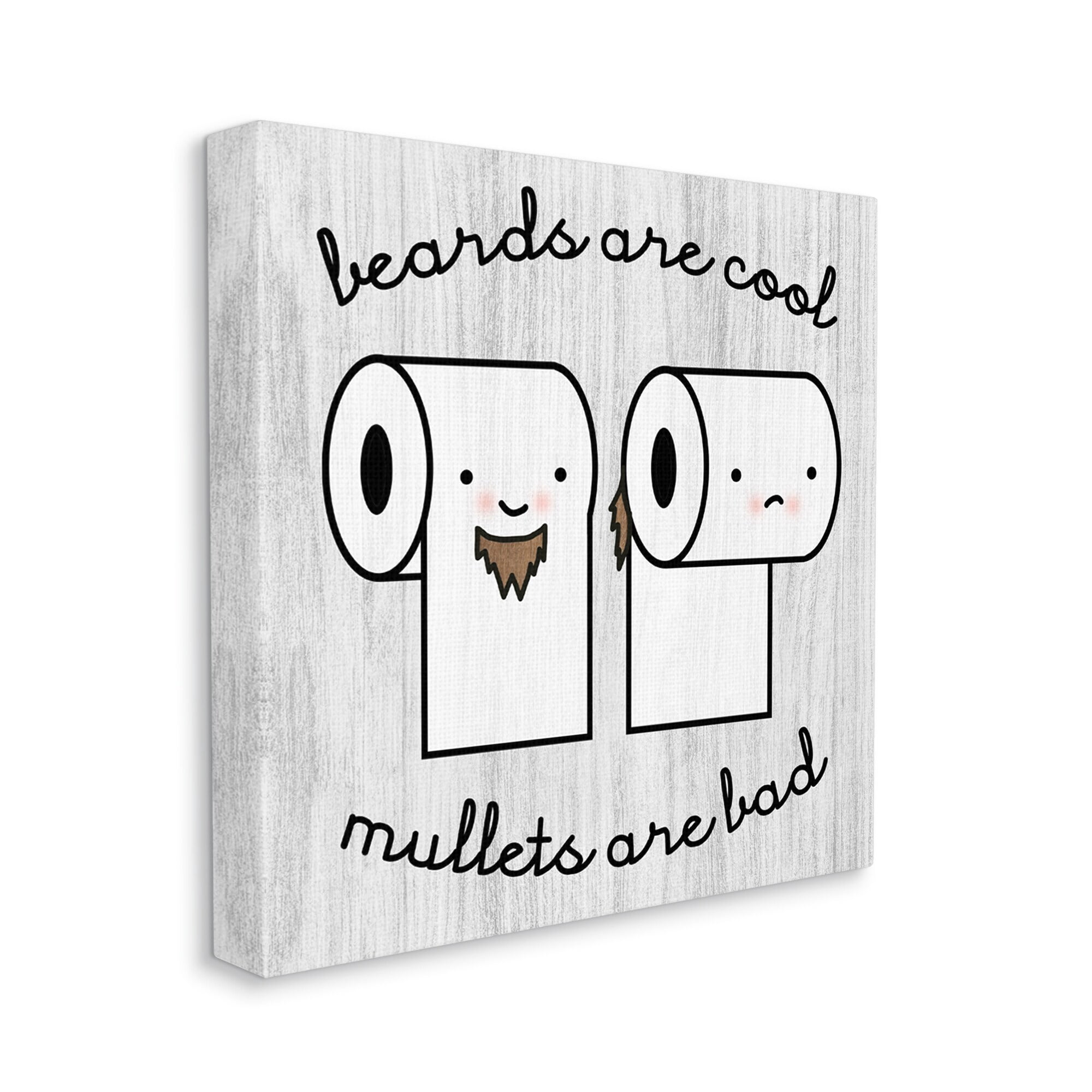 Stupell Industries Beards Vs. Mullets Toilet Paper Bathroom Humor Expression Graphic Art Gallery Wrapped Canvas Print Wall Art, Design by Daphne Polselli