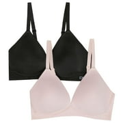 DKNY Women's Wireless Soft Stretch Microfiber Plunge Bra (Black/Ballerina, L)