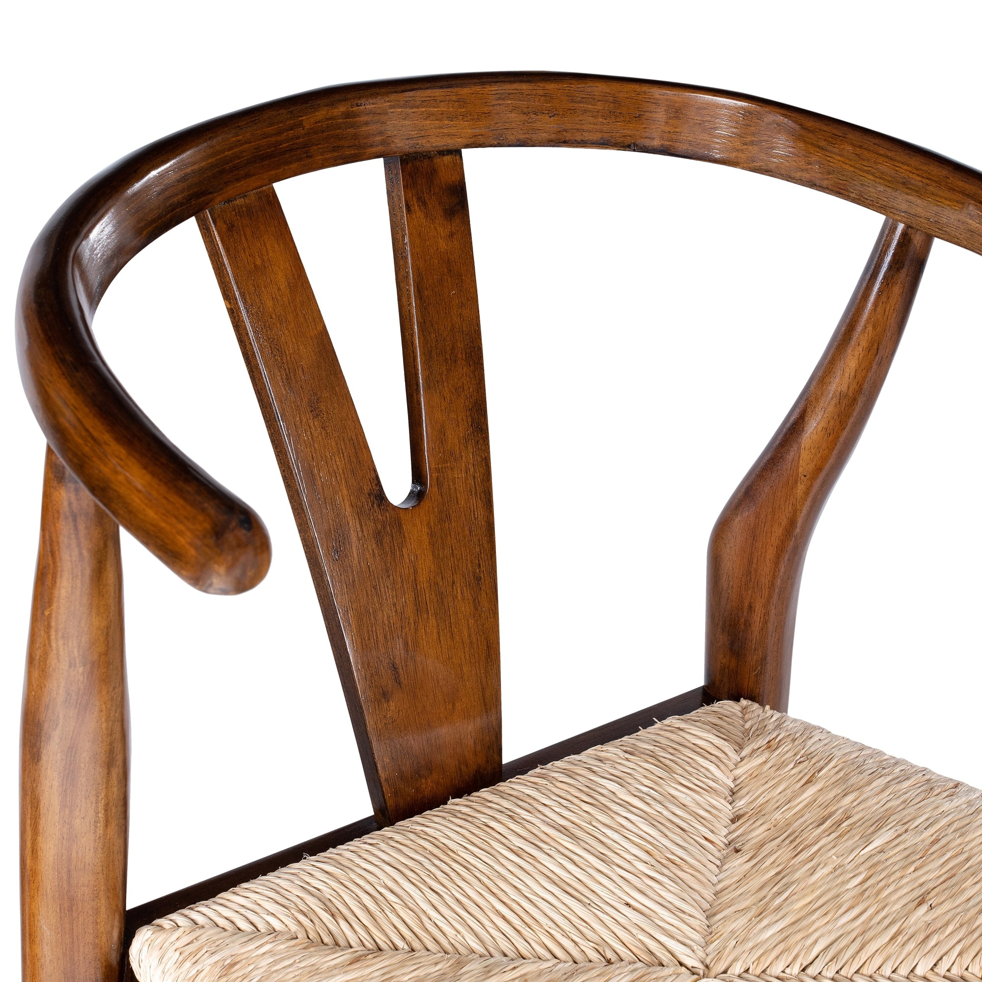 Boraam Wishbone Counter Height Bar Stool with Woven Rush Seat in Cappuccino Finish