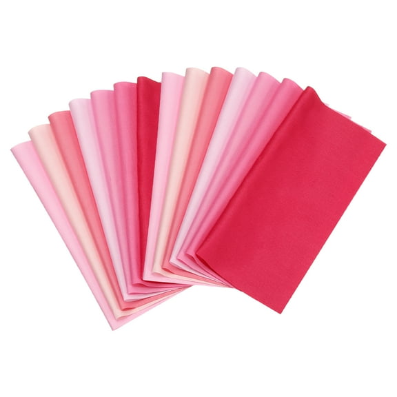 Uxcell 14Pcs 10" x 10" Solid Color Cotton Fabric Bundles Precut Fabric Square, Pink