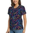 thumbnail image 2 of Xecao Multicolor Bowling for Women's V-Neck T-Shirts-Elegant Half-Sleeve Tops Perfect for Summer-3X-Large, 2 of 5