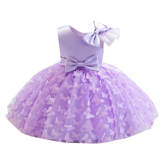 Generic Kids Christmas Night Gowns for Girls Children's Sleeveless Performance Dress Flower Beautiful Girl Princess Dresses for Wedding Birthday Holiday Party Gown(2-3 Years,Purple)