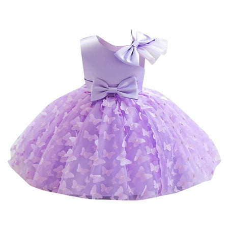 

CLZOUD Little Girl Dresses Purple Cotton Blend Children s Sleeveless Performance Dress Flower Beautiful Girl Princess Dress for Kids Girl Wedding Dress 110