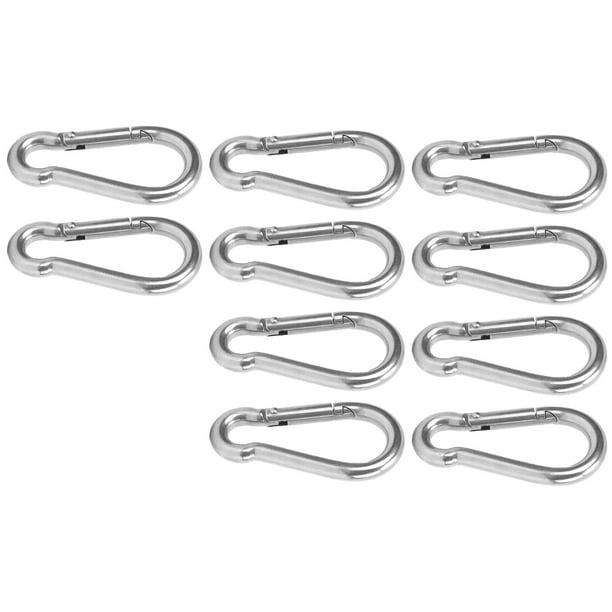 10pcs M4 Carabiner Clip Stainless Steel Heavy Duty Spring Snap Hook for  Climbing Backpacks 