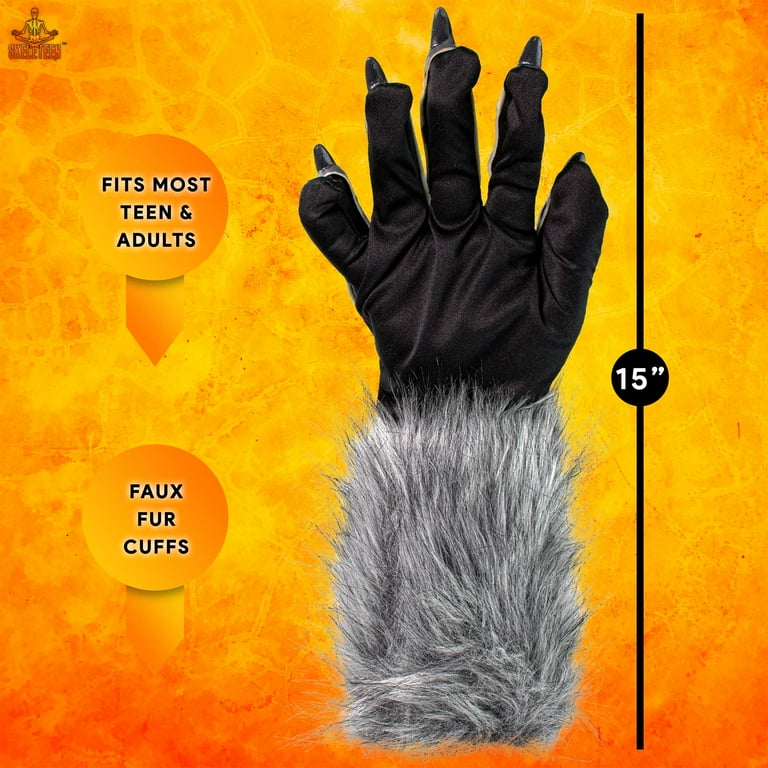 Skeleteen Werewolf Hairy Hand Paws Gloves Accessory