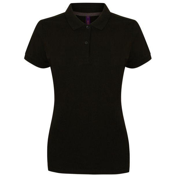 Henbury - Polo de manga corta de micro-fibra para mujer (Negro)