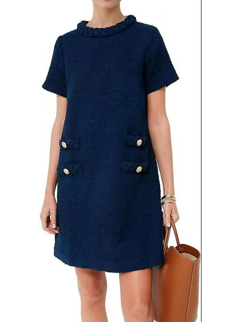 chinese dress ladies Ottilia Pink Tweed Dress with Crystal Buttons for Women main image 0