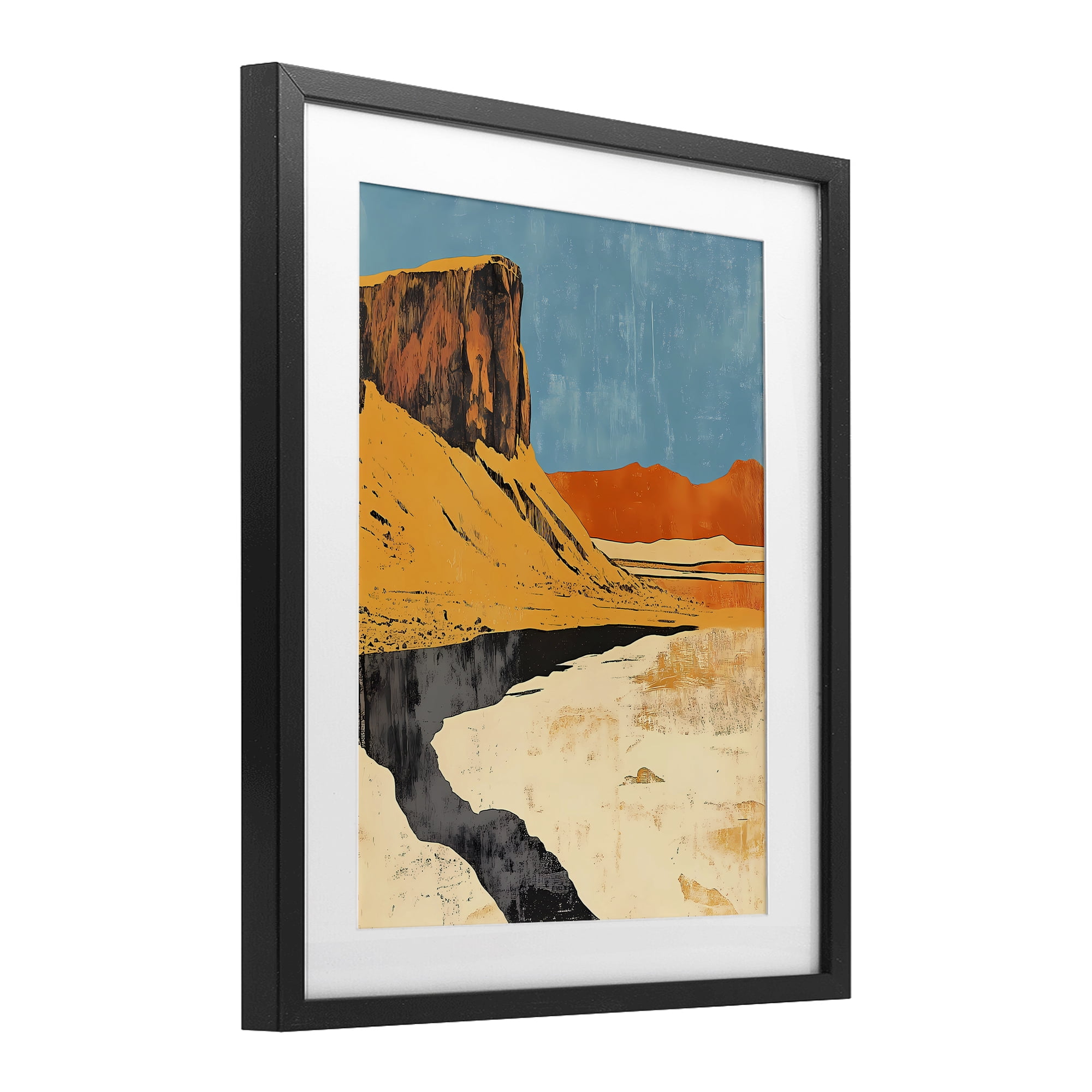 Stupell Industries Canyon Pass Pathway Black Framed Print Under Glass, design by Walker Noble