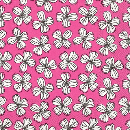 Set of 4 Luncheon Graphic Flower Napkins 20 Pack