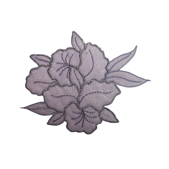 ID 6494 Shiny Pink Flower Bunch Patch Garden Bush Embroidered Iron On Applique