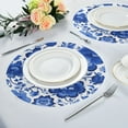 thumbnail image 4 of 15.4" Round Placemat Set of 4 Polyester Fabric Place Mats Non-Slip Dining Kitchen Table Mats for Kitchen Party Decor Blue Floral Pattern, 4 of 5