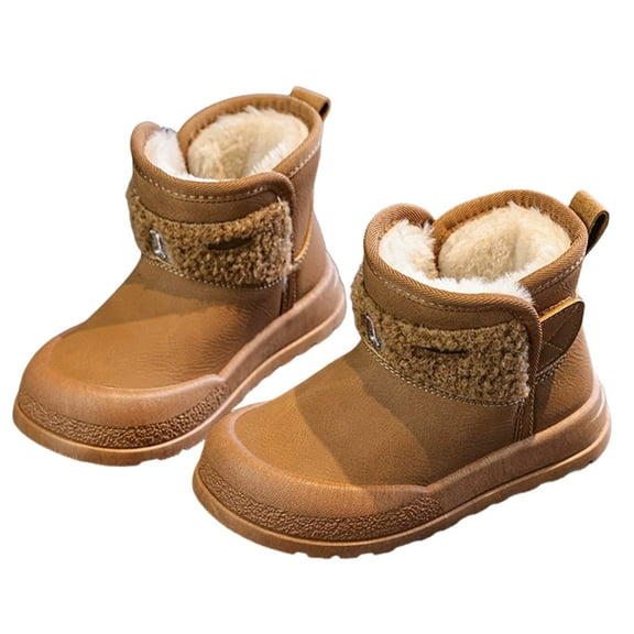 REDARER Winter Warm Lined Ankle Boots for Girls Non Boots with Soft Sole Comfortable Casual Footwear for Toddler Kids Outdoor Play,Winter Boots,Girls Boots,Size:4-4.5 Years