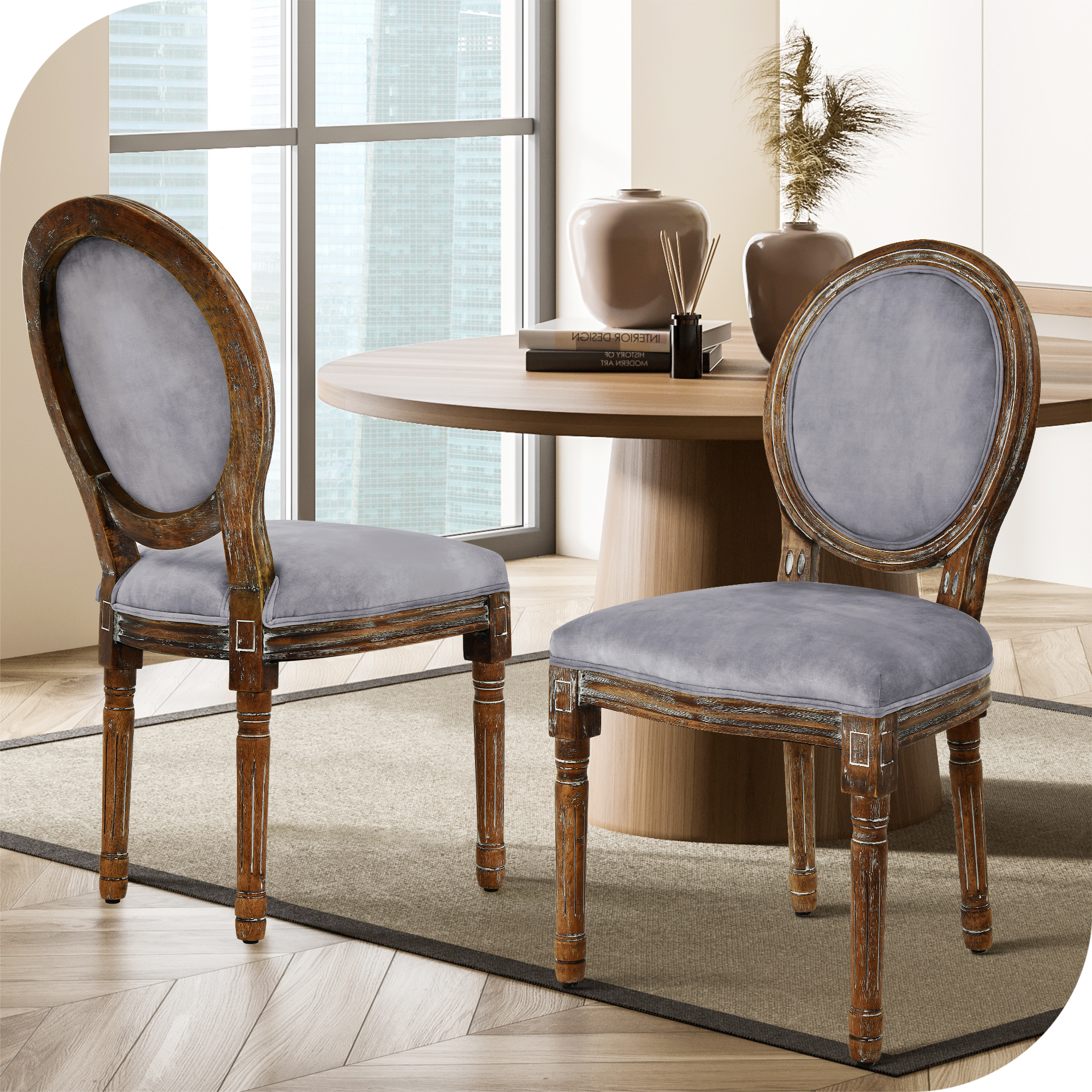 YITAHOME Velvet Dining Chairs Set of 2 with Solid Wood Legs