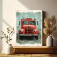 thumbnail image 6 of Qisvanset 12x16 Inch Framed Canvas Wall Art Sage Green Fire Truck Vehicle Boys Kids Nursery Wall Print Set, 6 of 8