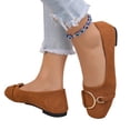 thumbnail image 5 of Domzle Womens Ballet Flats Suede Slip On Dress Shoes | Comfortable Round Toe Loafers,Low Heel,Cute Office Work Casual Shoes Brown 36, 5 of 6