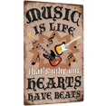 thumbnail image 1 of Metal Vintage Music Sign, Retro Wall Decor for Coffee Bar, Man Cave, Garage, 12x8 Inches Aluminum Sign (Music Is What Feelings Sound Like), 1 of 6