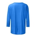 thumbnail image 3 of Birdeem T-Shirt Mode Femme Uni Mi-Longueur Manches 3/4 Blouse Col Rond Hauts Décontractés, 3 of 12