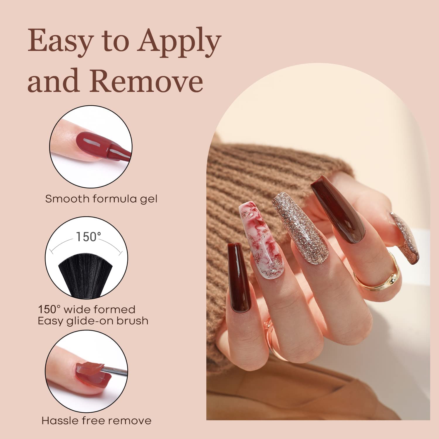 Modelones Gel Nail Polish Kit - 6 Fall Nude Brown Shades photo 4