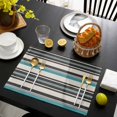 thumbnail image 3 of Green Black Striped Placemats Set of 6, Farmhouse Vintage Stripe Placemats for Dining Table, Place Mats for Kitchen Tabletop, Waterproof Wipeable Dining Table Mats Set, 3 of 9