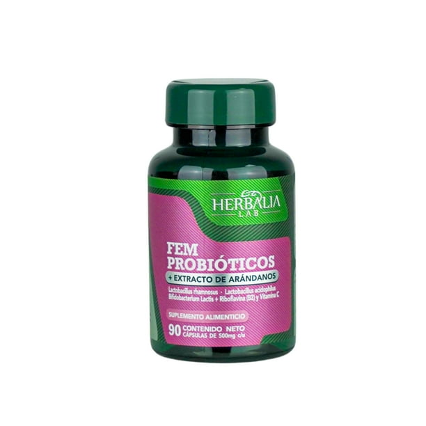 Probióticos para Mujer Herbalia Lab Fem con Extracto de Arándano y Vitamina C 12 Billones de UFC 90 Cápsulas