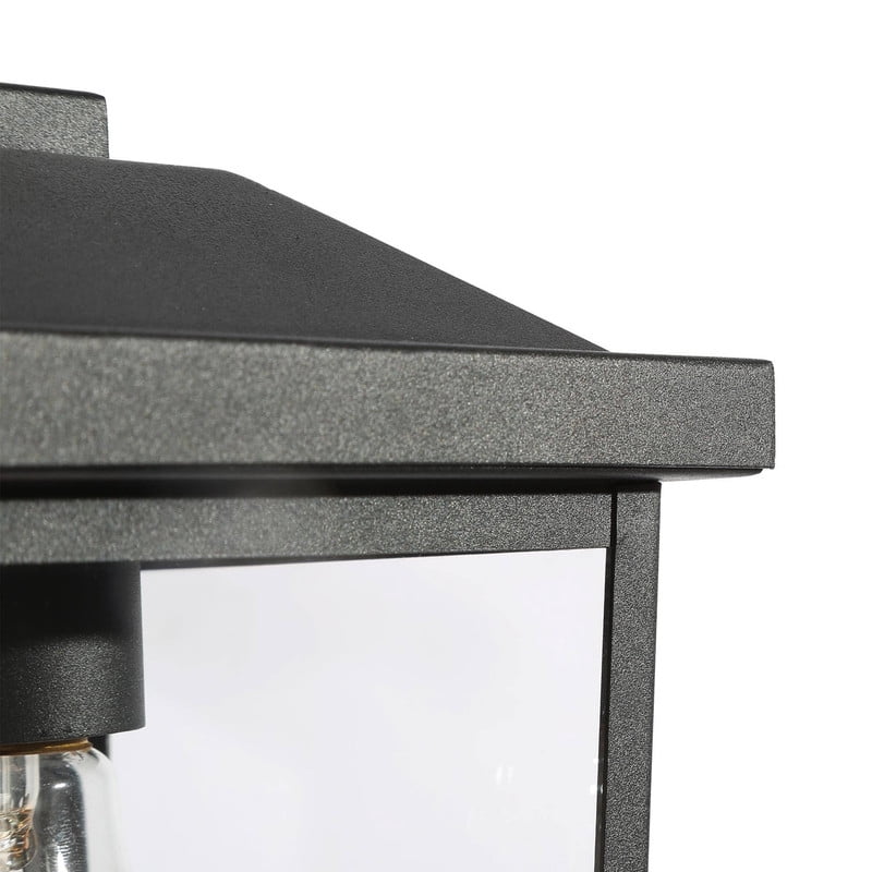 LNC 12-in Sandy Black Clear Glass Square Cage Outdoor Wall Light
