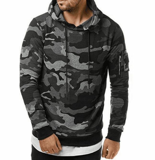 Mens Forever 21 Camo Print Fleece Hoodie Military Army Hooded Pullover Top 