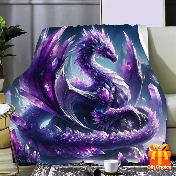 Ultra Soft Flannel Throw Blanket with Unique Dragon Design Versatile for Couch Bed or Gift HD Printed All Season Comfort