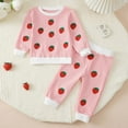 thumbnail image 2 of UAYOTSE Toddler Baby Girl Fall Winter Clothes Long Sleeve Strawberry Sweatshirt With Jogger Pants Sweatsuit Cute 2Pcs Outfit(6-12 Months,I209-Red), 2 of 8