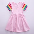 thumbnail image 6 of HWJAD Little Girls Summer Cotton Rainbow Unicorn Casual Dress Kids Short Sleeve Cartoon Dresses, 6 of 9