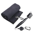 thumbnail image 3 of Golf Club Brush Toalla de golf Accesorios de limpieza para hombres Mujeres con clip, Toalla de microfibra de gimnasio de limpieza de clubes Toalla de Toalla negra, 3 of 8