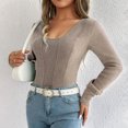 thumbnail image 7 of cfhntfmh Ribbed Tops for Women Square Neck Long Sleeve Sweater Fall Fashion Knitted Solid Color Casual Tunic Women Fall Clothes, 7 of 7