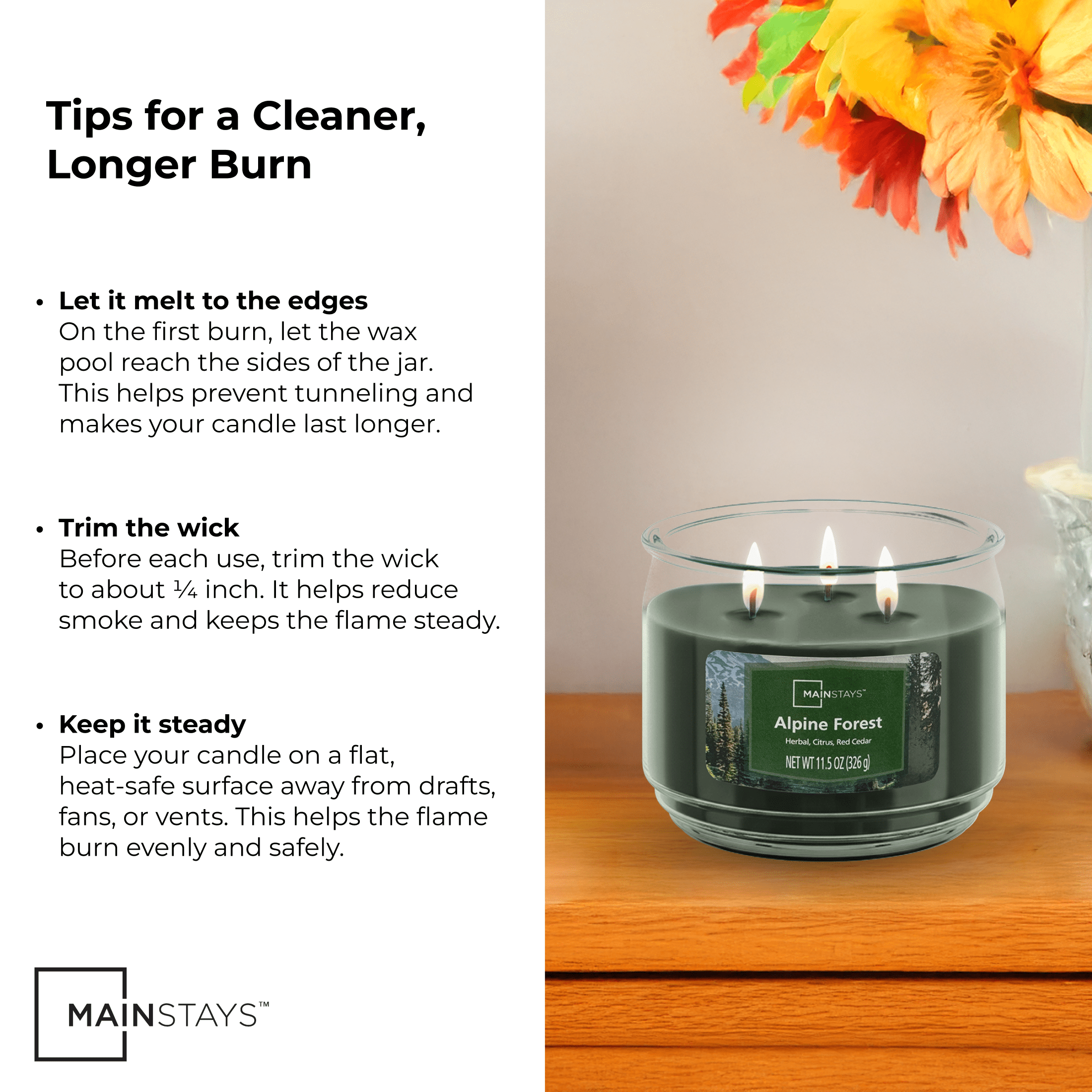 Mainstays 3-Wick Scented Glass Jar Candle, Alpine Forest, 11.5oz.