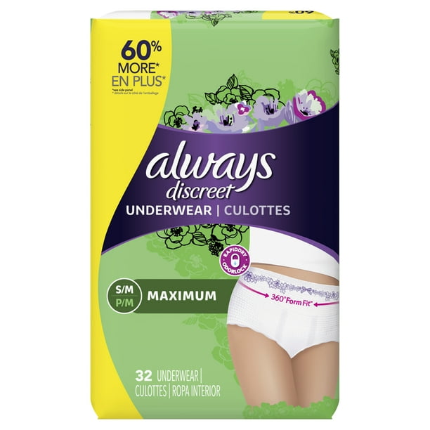 Always Discreet, Incontinence Underwear for Women, Maximum, Small