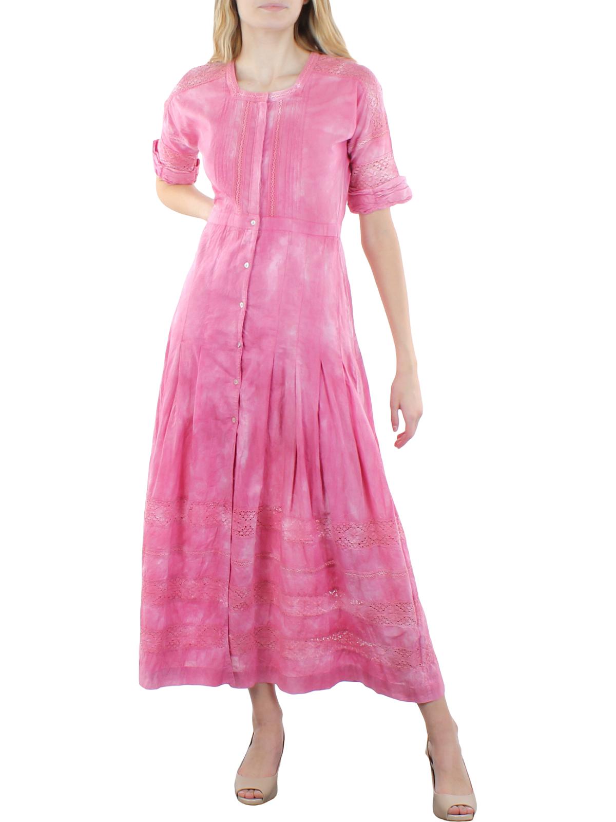 Love Shack Fancy Womens Petites Edie TieDye Long Shirtdress