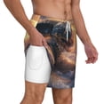 thumbnail image 3 of Picia Mythical Serpent Mountain Sunrise pattern Mens Swim Trunks with Compression Liner Stretch Beach Shorts Quick Dry with Zipper Pockets No-Chafing Board Shorts-Small, 3 of 9
