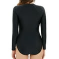 thumbnail image 6 of WREESH Womens One Piece Swimsuit Long Sleeve Rash Guard Swimsuits Solid Color Fashionable and Zippered Swimsuit Bathing Suits Black, 6 of 7