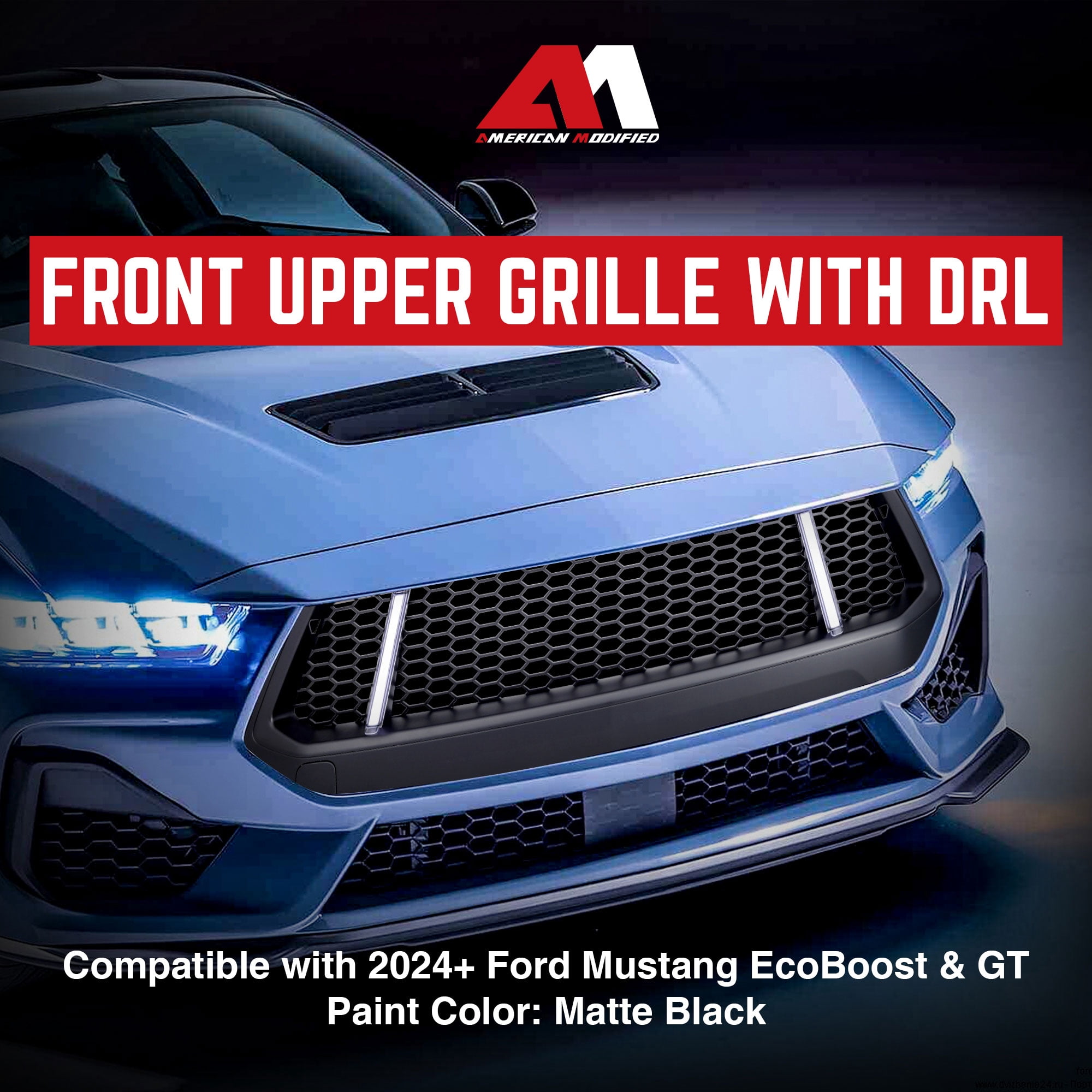 AMERICAN MODIFIED Front Grille w/LED DRL for 2024+ Mustang EcoBoost & GT