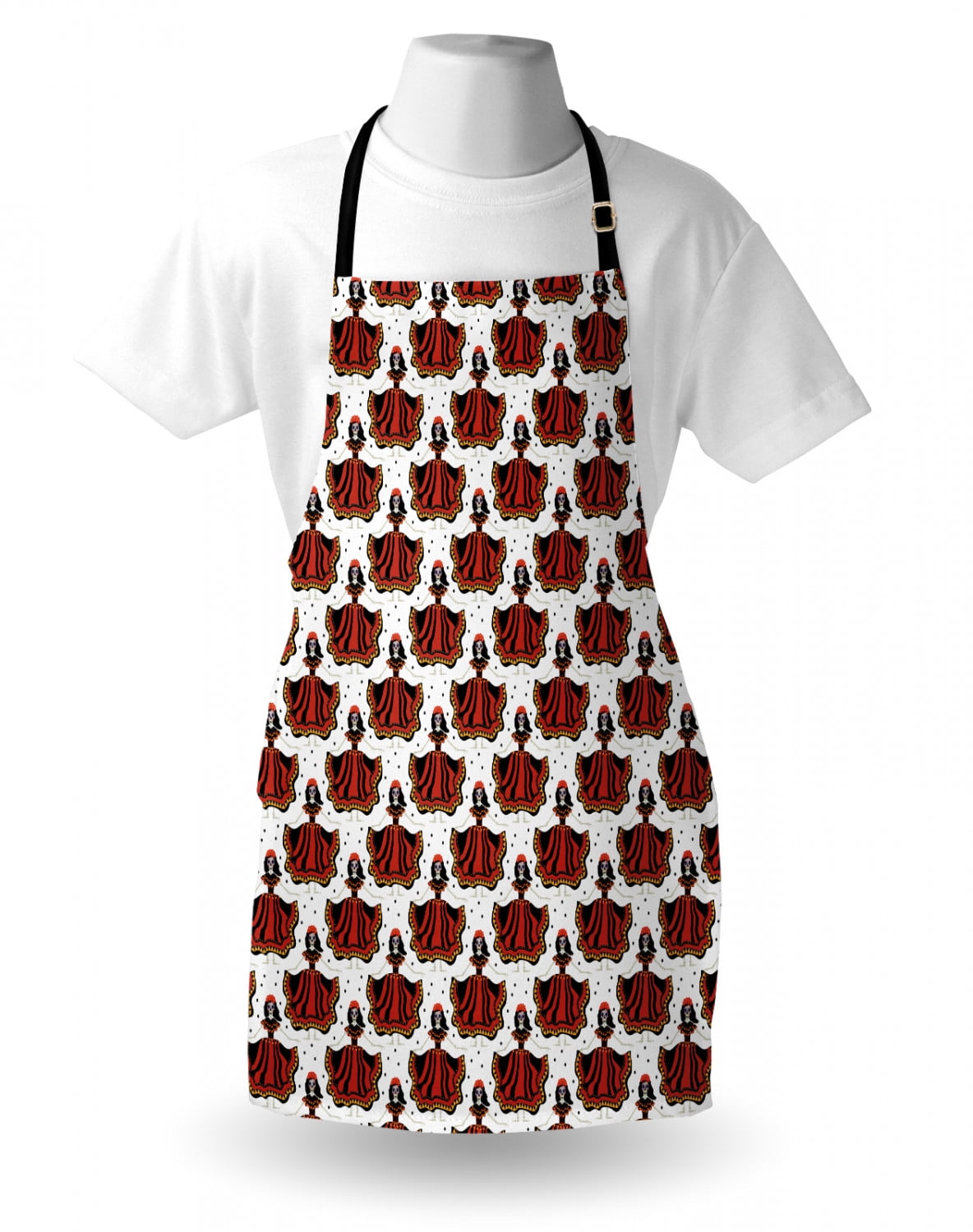 Unisex Kitchen Bib with Adjustable Neck for Cooking Gardening Adult Size Catrina Calavera Featured Ornaments Macabre Remember The Dead Theme White Ivory Ambesonne Sugar Skull Apron 