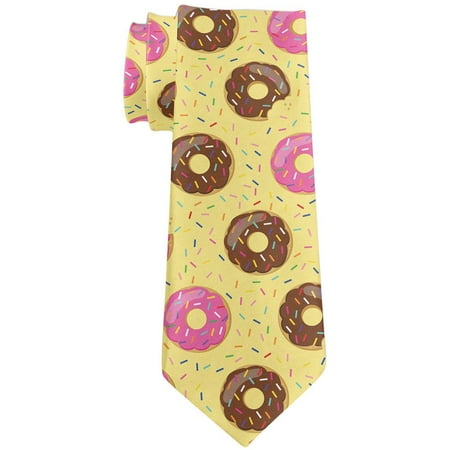 Frosted Donut Sprinkles Food Repeat Pattern All Over Neck Tie Yellow Standard One Size