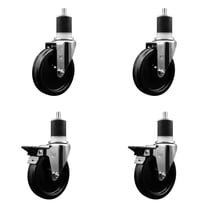5 Inch Phenolic Wheel Swivel 1-7/8 Inch Expand Stem Caster Set 2 Brakes SCC