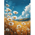 thumbnail image 1 of Qisvanset 12x16 Inch Daisy Field Canvas Wall Art, Golden Meadow Floral Scenery Rustic Nature Inspired Decor, 1 of 8