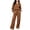 Brown #661, variant on Women's 2 Piece Lounge Set Quarter Zip Pullover and Wide Leg Pants, Casual Fall Matching Outfit with Drawstring Waist and Pockets Tracksuit, 2XL