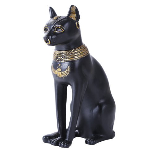 Black Egyptian Bastet Bast Cat Statue Resin Sculpture Ancient Goddess Figurine