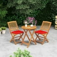 thumbnail image 2 of Costway Outdoor Folding Chairs Set of 2 Acacia Wood High-Back Chair with Seat Cushions Red, 2 of 8