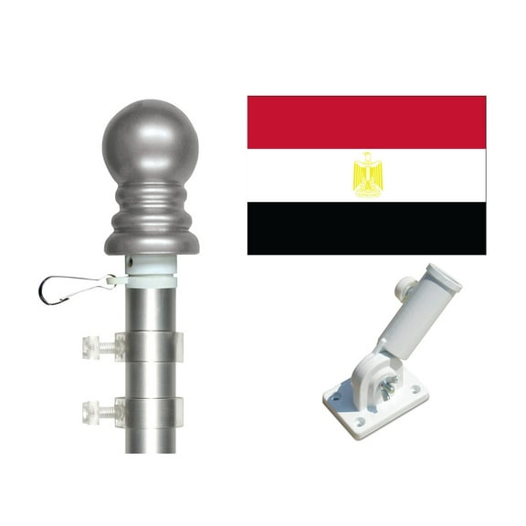 Egypt 3'x5' Flag and Spinner Flagpole Set, Includes Flag, 6' Spinner Pole and Bracket