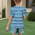 thumbnail image 4 of Zpanxa Girls Summer Top Girls Short Sleeve Crew Neck Allover Print Daily School Uniform Blouse Tee Light Blue 10 Years, 4 of 4
