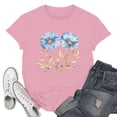 thumbnail image 2 of NAMTYQX Short Sleeve Blouses for Women Muster Crewneck Graphic Light Short Sleeve Airoft Plus Size Loose Basic Women's Blouses Pink Size XL, 2 of 5